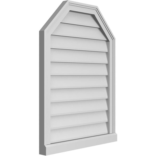 Octagonal Top Surface Mount PVC Gable Vent W/ 2W X 2P Brickmould Sill Frame, 24W X 32H